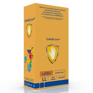 Перчатки смотровые латексные Safe&Care LL221 неопудренные хлорированные